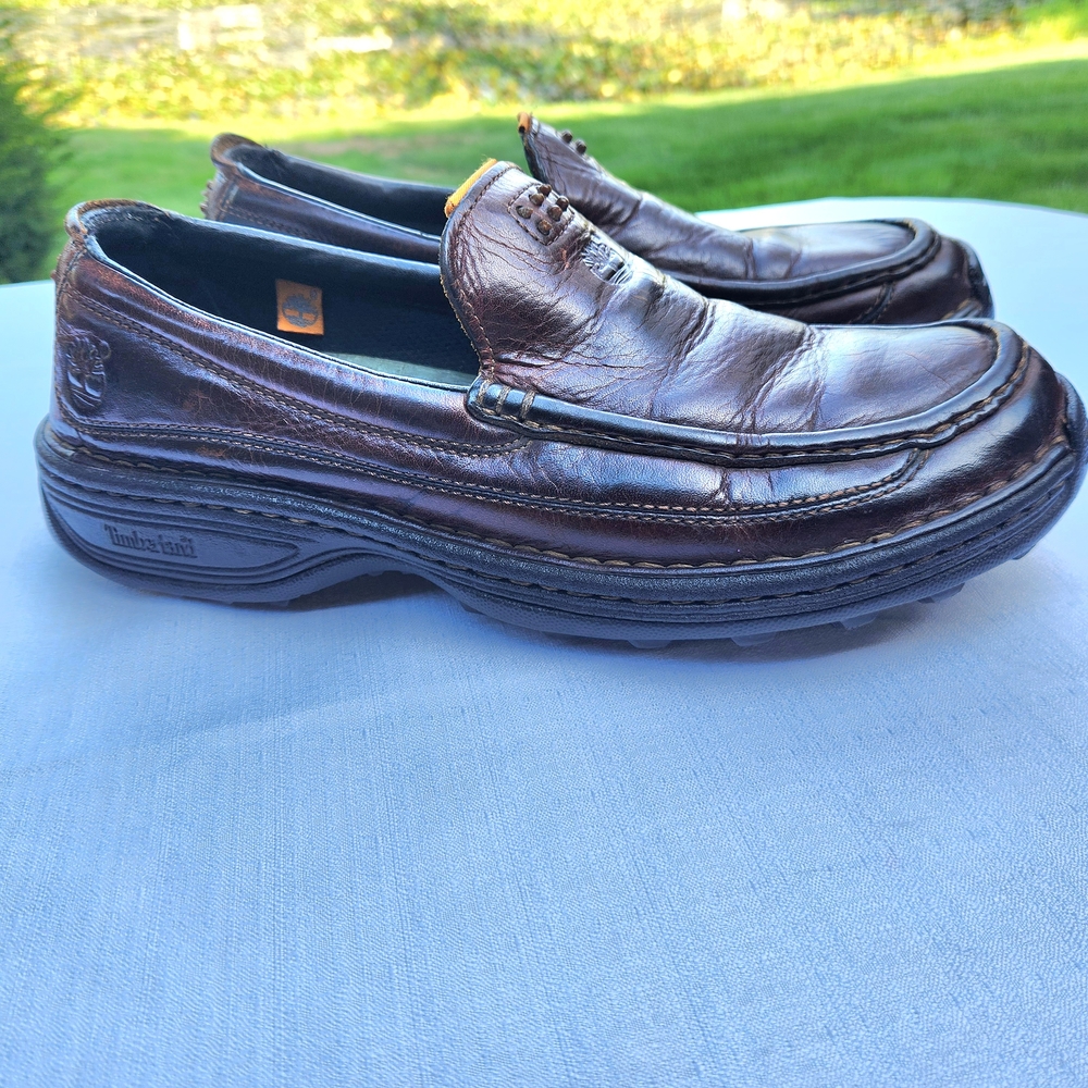 Timberland Saluto Men's Dark Brown Leather Slip-Ons Loafers Size 8